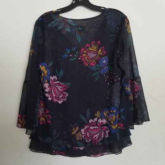 Cabi Olivia Floral Sheer Bell Sleeve Blouse 3506 - Picture 5 of 12